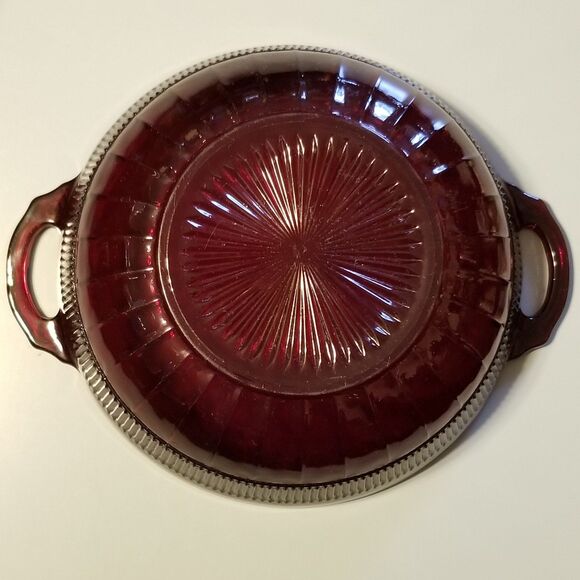 Vintage coronation royal ruby glass fruit bowl by anchor hocking - Picture 2 of 12